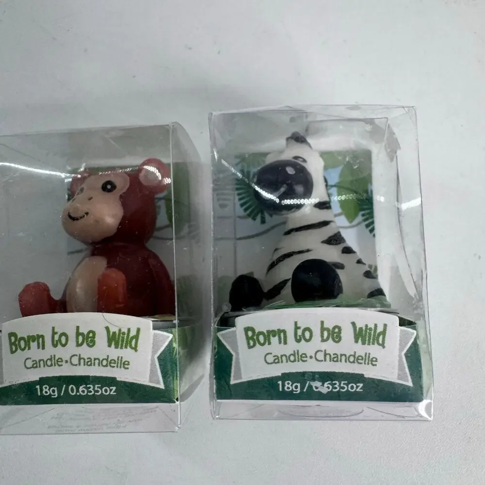 Kate Aspen Born to be Wild Safari Animal Candles Set of 6 Jungle Party Favors